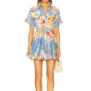 HEMANT & NANDITA Blue Mini Sundress with Flutter Sleeves